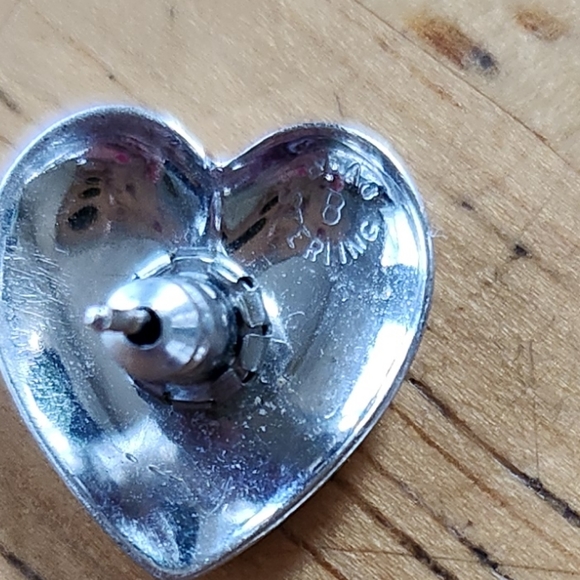 🩶 Vintage Beau B Heart Stud Earrings .925 Sterling Silver Beaucraft NWOT - Picture 7 of 7